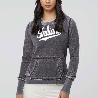 Indiana Script Women's Zen Fleece Hoodie - Dark Smoke