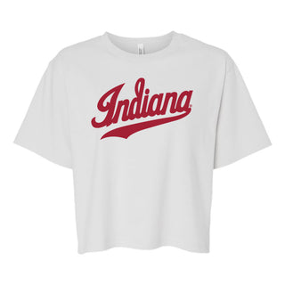 Indiana Script Am App Women's Fine Jersey Boxy Tee - White