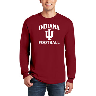 Indiana University Hoosiers Arch Logo Football Long Sleeve T Shirt - Cardinal