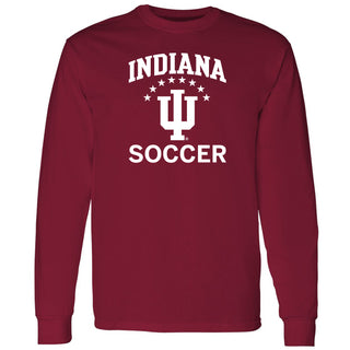 Indiana University Hoosiers Arch Logo Soccer Long Sleeve T Shirt - Cardinal