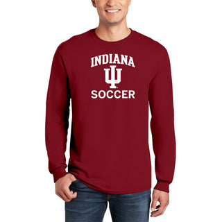 Indiana University Hoosiers Arch Logo Soccer Long Sleeve T Shirt - Cardinal