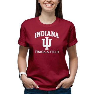 Indiana University Hoosiers Arch Logo Track & Field Short Sleeve T Shirt - Cardinal