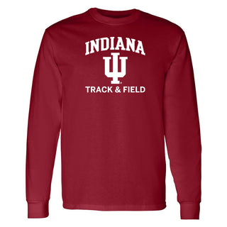 Indiana University Hoosiers Arch Logo Track & Field Long Sleeve T Shirt - Cardinal