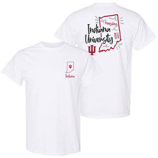 Indiana University Hoosiers Playful Sketch Basic Cotton Short Sleeve T Shirt - White