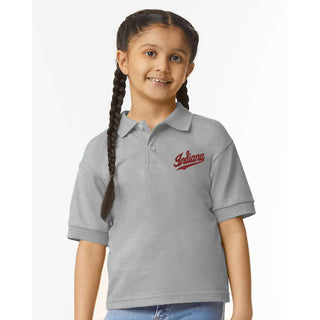 Indiana Script Logo EMB Youth Dryblend Jersey Polo