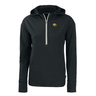 Cutter & Buck Iowa Daybreak Eco Recycled Womens Half Zip Hoodie - Black