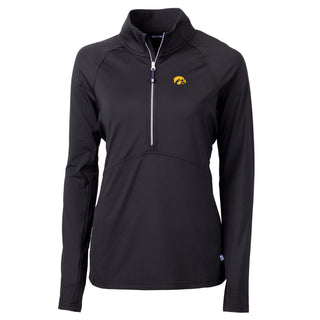 Cutter & Buck Iowa Adapt Eco Knit Womens Quarter Zip Pullover - Black
