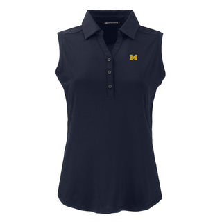 Cutter & Buck Michigan Forge Eco Recycled Womens Sleeveless Polo - Navy Blue