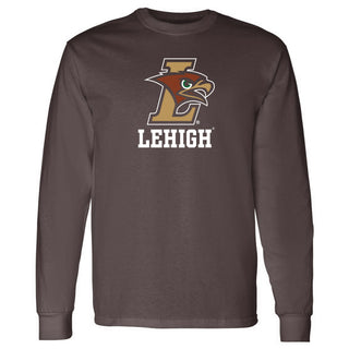 Lehigh University Mountain Hawks Primary Logo Long Sleeve T-Shirt - Dark Chocolate