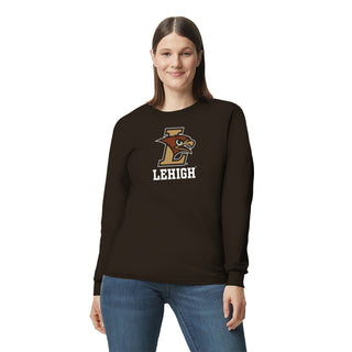 Lehigh University Mountain Hawks Primary Logo Long Sleeve T-Shirt - Dark Chocolate