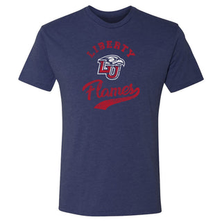 Liberty Flames Retro Script Triblend T-Shirt - Vintage Navy