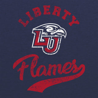 Liberty Flames Retro Script Triblend T-Shirt - Vintage Navy