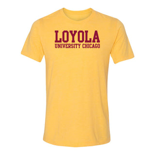 Loyola University Chicago Ramblers Basic Block Canvas Triblend Short Sleeve T Shirt - Yellow Gold Tribelnd