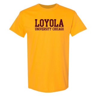 Loyola University Chicago Ramblers Basic Block Canvas Triblend Short Sleeve T Shirt - Yellow Gold Tribelnd