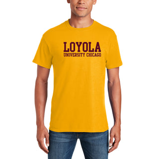 Loyola University Chicago Ramblers Basic Block Canvas Triblend Short Sleeve T Shirt - Yellow Gold Tribelnd