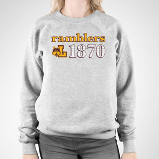 Loyola University Chicago Ramblers Throwback Year Stripe Heavy Blend Crewneck - Sport Grey