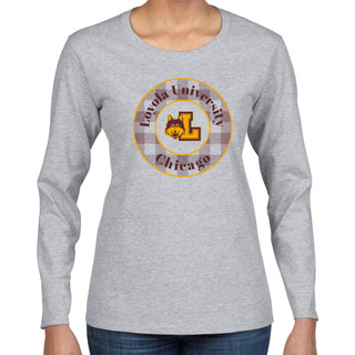 Loyola Chicago Plaid Circle Women's Long Sleeve - Sport Grey