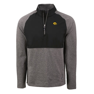 Cutter & Buck Iowa Adapt Hybrid Quarter Zip - Black Heather/Black
