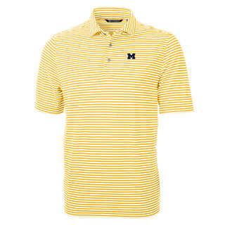 Cutter & Buck Michigan Virtue Eco Pique Stripe Recycled Polo - College Gold