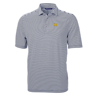 Cutter & Buck Michigan Virtue Eco Pique Stripe Recycled Polo - Navy Blue