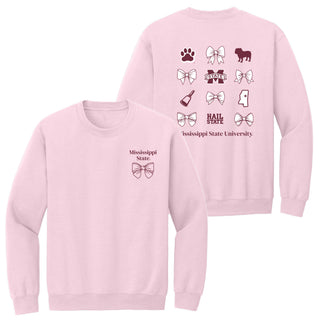 Mississippi State Bow Bliss Crewneck - Light Pink
