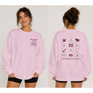 Mississippi State Bow Bliss Crewneck - Light Pink