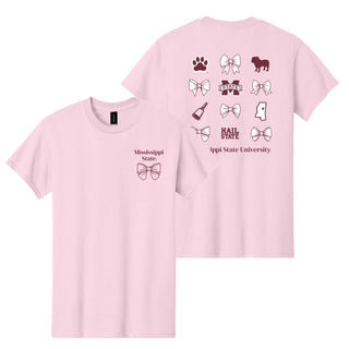 Mississippi State Bow Bliss T-Shirt - Light Pink
