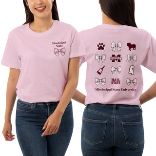 Mississippi State Bow Bliss T-Shirt - Light Pink