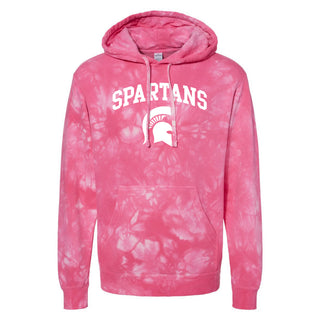 Michigan State Arch Logo Midweight Tie-Dyed Hoodie - Tie Dye Pink