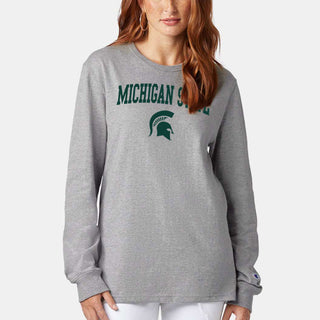 Michigan State Arched Champion Long Sleeve - Light Steel