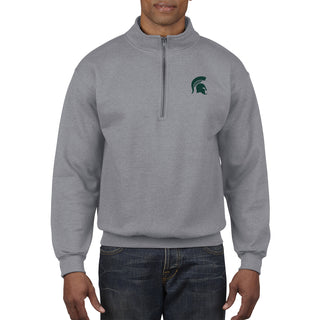 Michigan State Spartans Primary Logo Left Chest 1/4 Zip Sweatshirt - Sport Grey