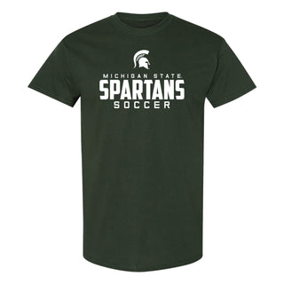 Michigan State University Spartans Mascot Wordmark Soccer Short Sleeve T Shirt - Forest