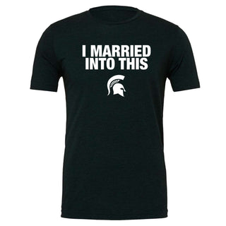 Michigan State University Spartans I Married Into This Canvas T Shirt - Emerald Triblend