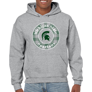 MSU Plaid Circle Hoodie - Sport Grey