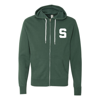 MSU Block S LC Lightweight Zip Hoodie - Alpine Green