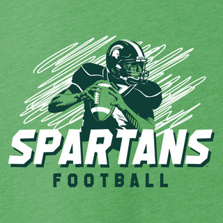 Michigan State Football Action Triblend T-Shirt - Green Triblend