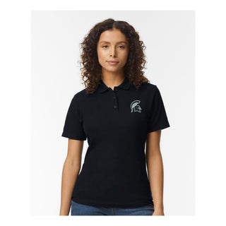 MSU Logo Outline EMB Womens Softstyle Pique Polo