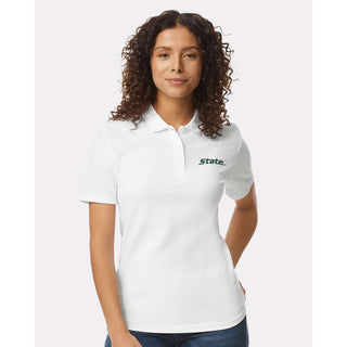 MSU Script Logo EMB Womens Softstyle Pique Polo