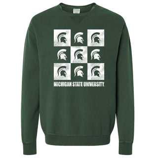 MSU Checkerbox CW Garment-Dyed Crewneck - Field Green