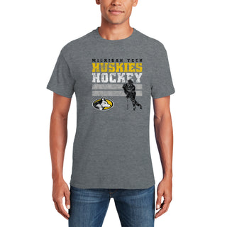 Michigan Tech Retro Ice Hockey T-Shirt - Graphite Heather