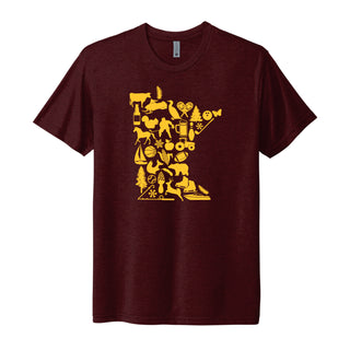 Minnesota State Shapes NLA Triblend T-Shirt - Cardinal Black