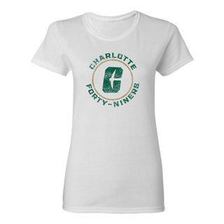 UNC Charlotte Forty-Niners Distressed Circle Logo Women's Short Sleeve T Shirt - White