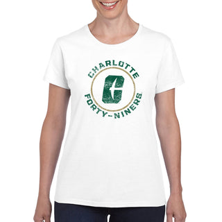 UNC Charlotte Forty-Niners Distressed Circle Logo Women's Short Sleeve T Shirt - White