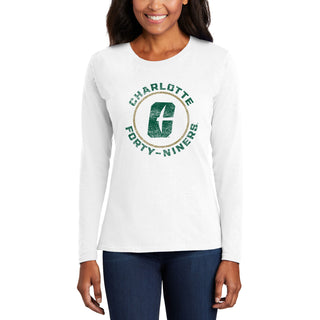 UNC Charlotte Forty-Niners Distressed Circle Logo Women's Long Sleeve T Shirt - White