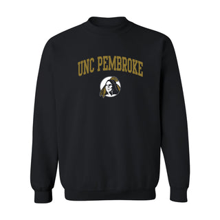 UNC Pembroke Braves Arch Logo Crewneck Sweatshirt - Black