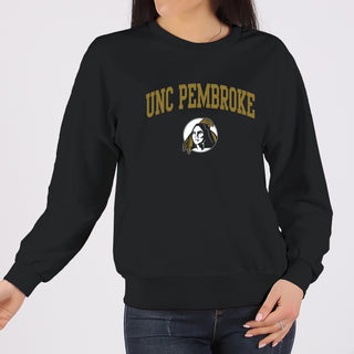 UNC Pembroke Braves Arch Logo Crewneck Sweatshirt - Black