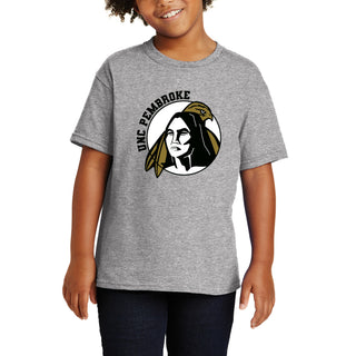UNC Pembroke Braves Primary Logo Youth T Shirt - Sport Grey
