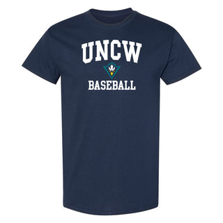 UNC Wilmington Seahawks Arch Logo Baseball T-Shirt - Navy