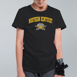 Northern Kentucky University Norse Arch Logo Youth Short Sleeve T Shirt - Black