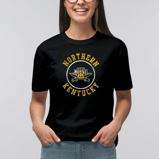 Northern Kentucky University Norse Distressed Circle Logo Short Sleeve T Shirt - Black